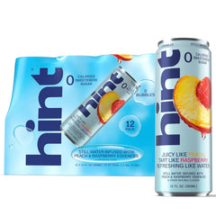 Hint Canned Water, Peach Raspberry - Purified Flavored Water with Zero Calories, Natural Flavors, and Sugar Free - 12 Fl Oz Cans (Pack of 12)