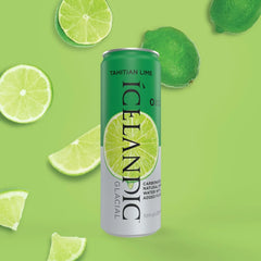 Icelandic Glacial Sparkling Water, Tahitian Lime, 330 ml Cans, 10 Count (Pack of 2)