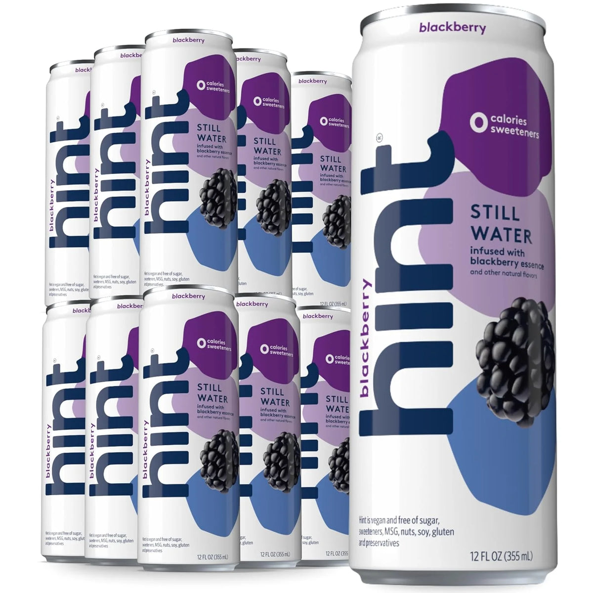 Hint Fruit-Infused Canned Water, Blackberry - Purified Flavored Water with Zero Calories, Natural Flavors, and Sugar Free - 12 Fl Oz Cans (Pack of 24)