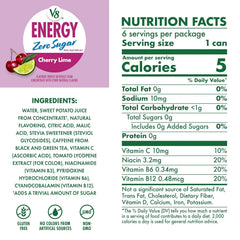 V8 Energy Zero Sugar Cherry Lime Energy Drink 8 fl. oz. Can (24 Pack)