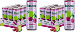 Bloom Nutrition Sparkling Energy Drink for Focus, Natural Caffeine, Zero Sugar, 180mg Caffeine, Antioxidant-Rich with Green Coffee Bean, Green Tea Extract, & Prebiotics, Cherry Lime 12oz (Pack of 24)