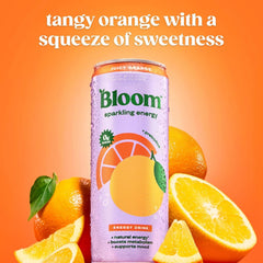 Bloom Nutrition Sparkling Energy Drink - Natural Caffeine, Zero Sugar, 180mg Caffeine - Antioxidant-Rich with Green Coffee Bean, Green Tea Extract, Prebiotics - Orange - 12oz 12 Pack