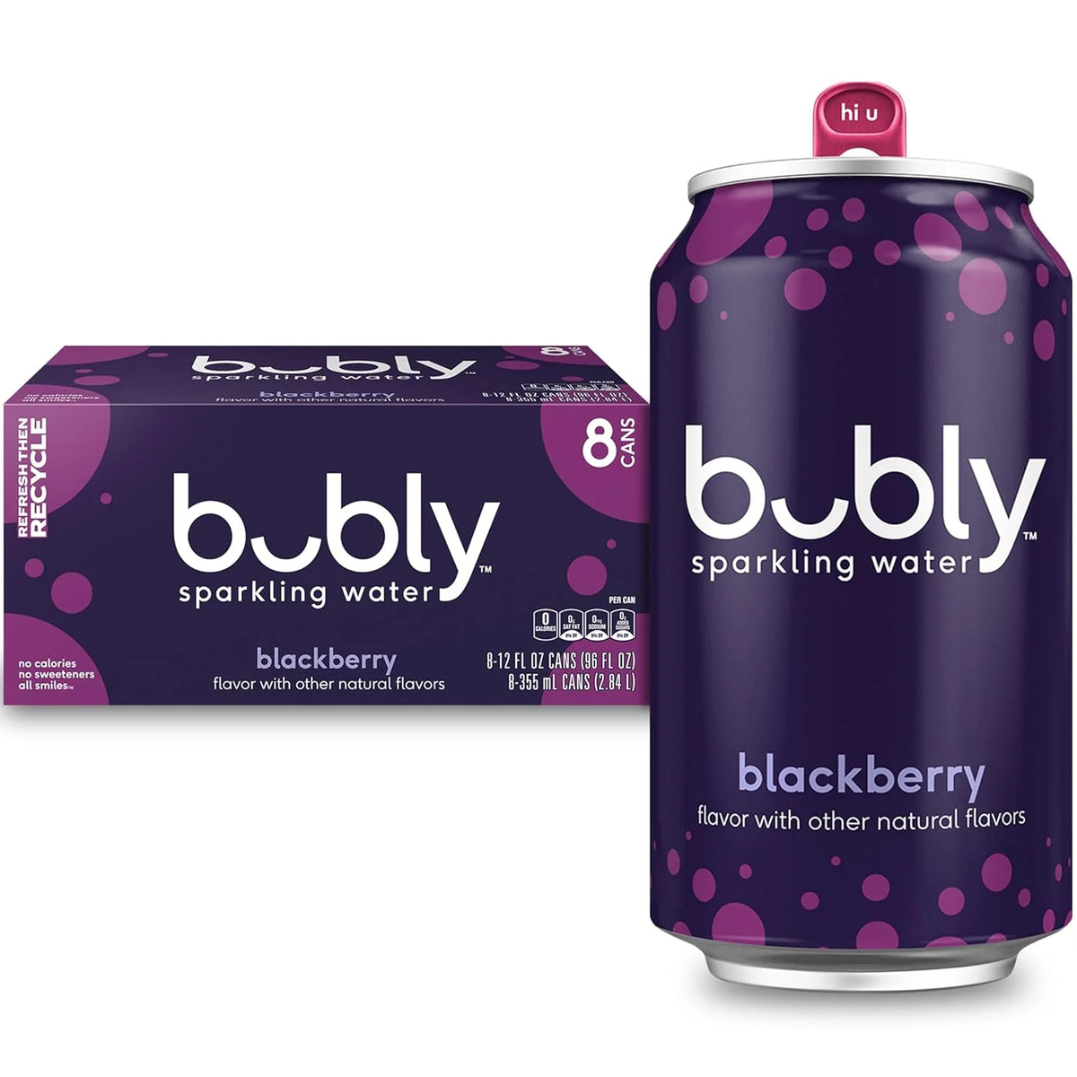 bubly Sparkling Water, Blackberry, Zero Sugar & Zero Calories, Seltzer Water, 12 Fl Oz Cans, Packaging May Vary (Pack of 8)
