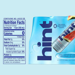 Hint Watermelon Canned Flavored Water, Pure Still Water Infused with Watermelon Essence, 12 oz Slim Cans, Zero Sugar, Calories, Sweeteners, Preservatives, or Artificial Flavors (Pack of 12)