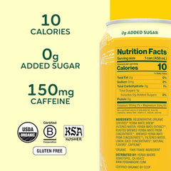 Yerba Madre Organic Yerba Mate, Energy Drink Alternative, Unsweetened Original Yerba, 150mg Plant Based Caffeine, Smooth Energy & Focus, No Jitters or Crash, 15.5oz Cans (Pack of 12)