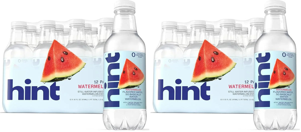 Hint Fruit-Infused Bottled Water, Watermelon - Sugar Free Flavored Water with Zero Calories, Naturally Flavored, and No Artificial Sweeteners - 16 Fl Oz (Pack of 24)