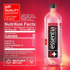 Essentia Bottled Water, 1 Liter, Pack of 6 Bottles; 99.9% Pure, Infused with Electrolytes for a Smooth Taste, pH 9.5 or Higher; Ionized Alkaline Water