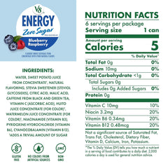 V8 Energy Zero Sugar Blueberry Raspberry, 8 fl. oz. Can (24 Pack)