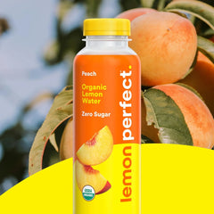 Lemon Perfect Peach, Hydrating Flavored Lemon Water, Zero Sugar, Delicious and Refreshing, Organic, 15.2 fl oz Bottles (12-Pack)