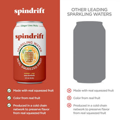 Spindrift Sparkling Water, Ginger Lime Mule Flavored, Made with Real Squeezed Fruit, 12 Fl Oz Cans, Pack of 24 (Only 11 Calories per Can)