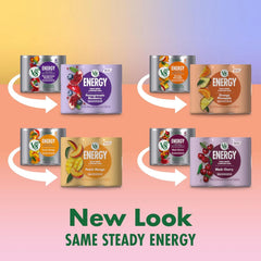 V8 +Energy Peach Mango, Orange Pineapple, Black Cherry and Pomegranate Blueberry Juice Energy Drinks, 8 fl oz Can (24 Pack)