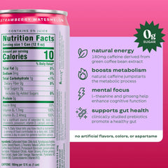 Bloom Nutrition Sparkling Energy Drink - Natural Caffeine, Zero Sugar, 180mg Caffeine - Antioxidant-Rich with Green Coffee Bean, Green Tea Extract, Prebiotics - Strawberry Watermelon - 12oz 12 Pack