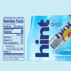 Hint Canned Water, Peach Raspberry - Purified Flavored Water with Zero Calories, Natural Flavors, and Sugar Free - 12 Fl Oz Cans (Pack of 12)