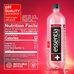 Essentia Ionized Alkaline Water, 9.5 Ph Until Opened, 99.9% Pure, Bottled Water, 12Pk