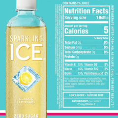 Sparkling Ice Blue Variety Pack, Zero Sugar Sparkling Water, with Vitamins and Antioxidants, 17 fl oz, 12 count (Classic Lemonade, Strawberry Watermelon, Grape Raspberry, Lemon Lime)