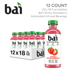 Bai Antioxidant Infused Water Beverage, Simbu Strawberry, 18 Fluid Ounce Bottle, Pack of 12
