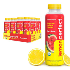 Lemon Perfect Watermelon, Hydrating Flavored Lemon Water, Zero Sugar, Delicious and Refreshing, Organic, 15.2 fl oz Bottles (12-Pack)