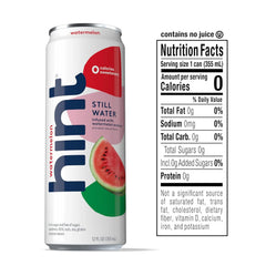Hint Watermelon Canned Flavored Water, Pure Still Water Infused with Watermelon Essence, 12 oz Slim Cans, Zero Sugar, Calories, Sweeteners, Preservatives, or Artificial Flavors (Pack of 24)