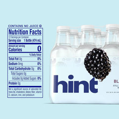 Hint Fruit-Infused Bottled Water, Blackberry - Sugar Free Flavored Water with Zero Calories, Natural Fruit Essences, and No Artificial Sweeteners - 16 Fl Oz (Pack of 12)