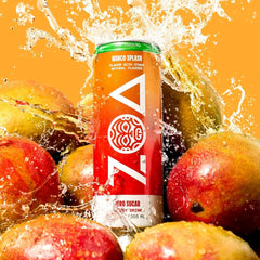 ZOA Zero Sugar Energy Drinks, Mango Splash - Sugar Free with Electrolytes, Healthy Vitamin C, Amino Acids, Essential B-Vitamins, and Caffeine from Green Tea - 12 Fl Oz (12-Pack)