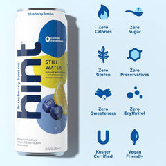 Hint Fruit-Infused Canned Water, Blueberry Lemon - Purified Flavored Water with Zero Calories, Natural Flavors, and Sugar Free - 12 Fl Oz Cans (Pack of 24)
