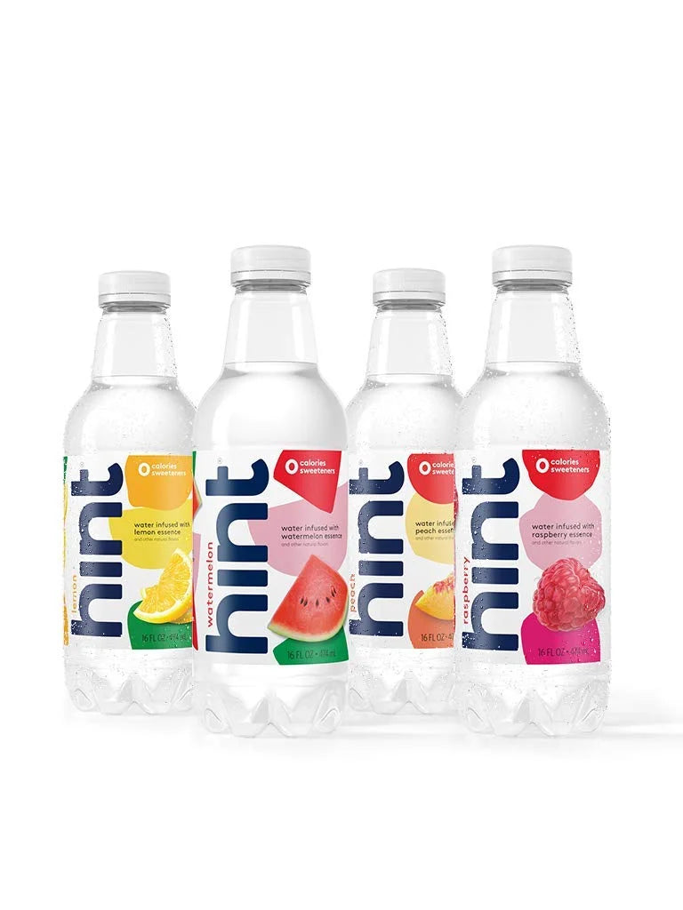 Hint Water Original Variety Pack (Pack of 12), 16 Ounce Bottles, 3 Bottles Each of: Peach, Raspberry, Watermelon, and Lemon, Zero Calories, Zero Sugar and Zero Sweeteners