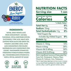 V8 Energy Zero Sugar Blueberry Raspberry, 11.5 fl. oz. Can (12 Pack)