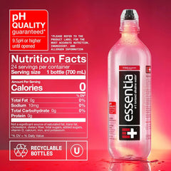 Essentia Water LLC, Ionized Alkaline Bottled Water; 99.9% Pure, Infused with Electrolytes, 9.5 pH or Higher with a Clean, Smooth Taste, 23.67 Fl Oz (Pack of 24)