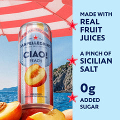 Sanpellegrino CIAO! Peach Sparkling Water, Low-Cal, 0g Added Sugar, 24-Pack
