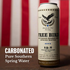 Free Bird, Sparkling Southern Spring Water, 12-Pack (19.2oz Tallboy Cans) – Unflavored Carbonated Zero Sugar, Crisp & Bubbly, Blue Ridge Mountain Water