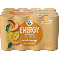 V8 Energy Peach Mango Energy Drink, 8 fl oz Can (12 Pack)