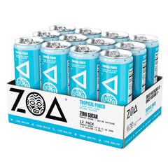 ZOA Zero Sugar Energy Drinks, Tropical Taste Pack - Sugar Free with Electrolytes, Healthy Vitamin C, Amino Acids, Essential B-Vitamins, and Caffeine from Green Tea - 12 Fl Oz (Pack Of 36)