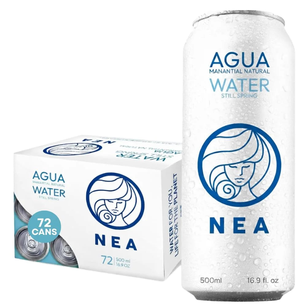 NEA Spring Water Canned - Austrian Alps Natural Mountain Mineral Water in Aluminum Cans - Plastic Free BPA Free 16.9oz (6 Cases - Pack of 72)