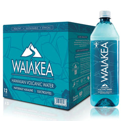 Waiakea Hawaiian Volcanic Water, Naturally Alkaline, 100% Recycled Bottle, 1L (Pack of 12), 33.8 Fl Oz (Pack of 12)