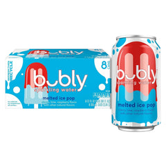 Bubly Sparkling Water, Melted Ice Pop, Zero Sugar & Zero Calories, 12 fl oz Cans (8 Pack), Seltzer Water