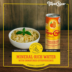 Topo Chico Sabores Tangerine with Ginger Extract Flavored Sparkling Water, 12 fl oz Portable Cans, 8 Pack