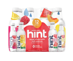 Hint Water Original Variety Pack (Pack of 12), 16 Ounce Bottles, 3 Bottles Each of: Peach, Raspberry, Watermelon, and Lemon, Zero Calories, Zero Sugar and Zero Sweeteners