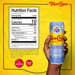 Topo Chico Sabores Blueberry with Hibiscus Extract Flavored Sparkling Water, 12 fl oz Portable Cans, 8 Pack