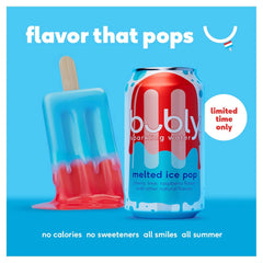 Bubly Sparkling Water, Melted Ice Pop, Zero Sugar & Zero Calories, 12 fl oz Cans (8 Pack), Seltzer Water