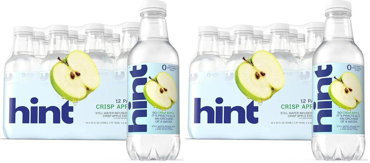 Hint Fruit-Infused Bottled Water, Crisp Apple - Sugar Free Flavored Water with Zero Calories, Naturally Flavored, and No Artificial Sweeteners - 16 Fl Oz (Pack of 24)