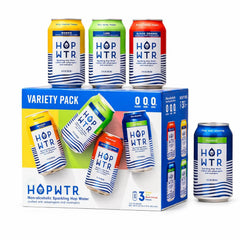 HOPWTR Variety Pack - Sparkling Hop Water, Sugar Free Non Alcoholic Drinks & NA Beer Alternative, Low Carb Adaptogen Drink with Nootropics, Zero Calories Sparkling Water (12 Pack, 12oz Cans)