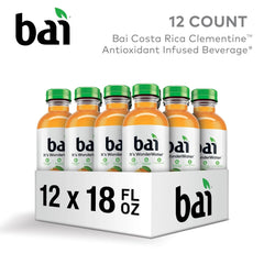 Bai Antioxidant Infused Water Beverage, Costa Rica Clementine, with Vitamin C and No Artificial Sweeteners, 18 Fluid Ounce Bottle, 12 Pack