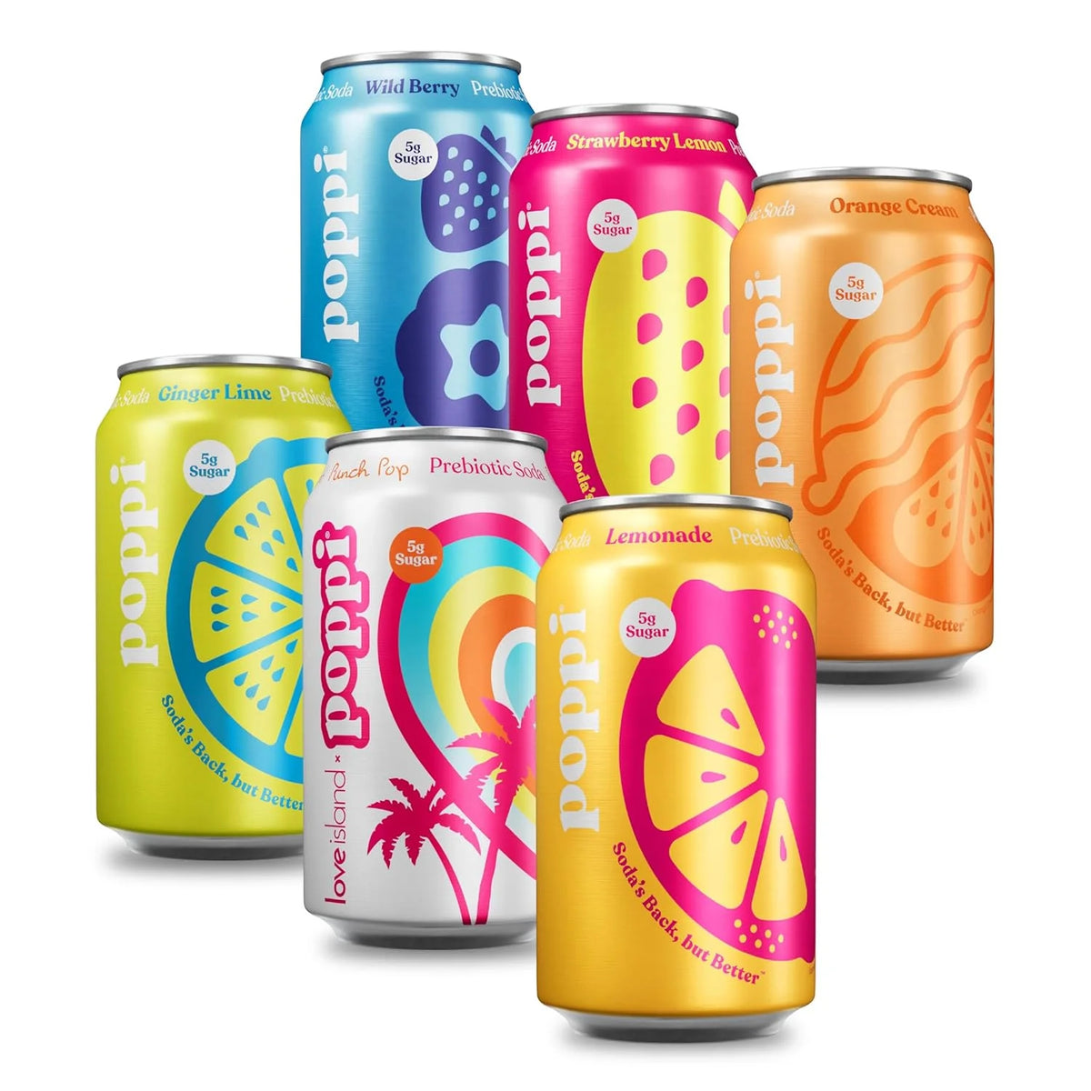 Poppi Prebiotic Soda, Sparkling Water & Fruit Juice, Bombshells, 12 Oz, 12 Pack
