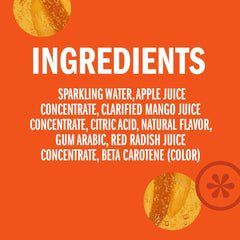 IZZE Sparkling Water Juice Beverage Blend, Mango, No Sugar Added, 8.4 FL OZ, 24 Cans