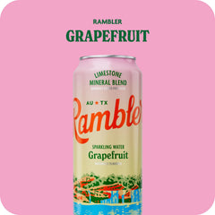 AUTX RAMBLER Sparkling Water, Texas Limestone Mineral Blend, Grapefruit Flavor, 16-Ounce Tallboy Cans, 12-Pack