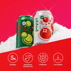 Poppi Prebiotic Soda, Sparkling Water & Fruit Juice, Naughty or Nice, 12 Oz, 12 Pack