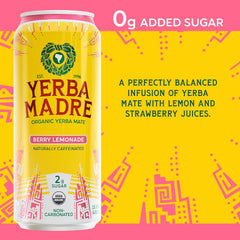 Yerba Madre Organic Yerba Mate, Energy Drink Alternative, Lower-Sugar Variety Pack, 150mg Plant Based Caffeine, Smooth Energy & Focus, No Jitters or Crash, 15.5oz Cans (Pack of 12)