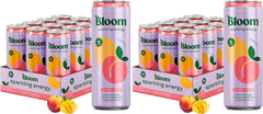 Bloom Nutrition Sparkling Energy Drink, Peach Mango | Zero Sugar | 180mg Caffeine | For Focus | 24 Pack
