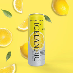 Icelandic Glacial Sparkling Water, Sicilian Lemon, 330 ml / 11.1 Fl Oz Cans (Pack of 10)