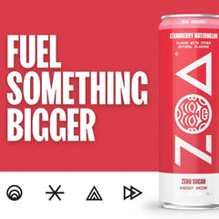 ZOA Zero Sugar Energy Drinks - Strawberry Watermelon | Healthy Energy Formula with Natural Caffeine, Daily Vitamin C, Essential B-Vitamins | Gluten-Free, Keto Friendly | 12 Ounce Cans (Pack Of 12)